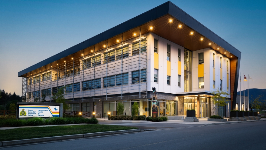 A photo showing the new North Cowichan RCMP detachment building