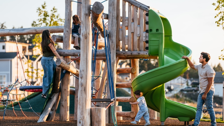 Family on playground