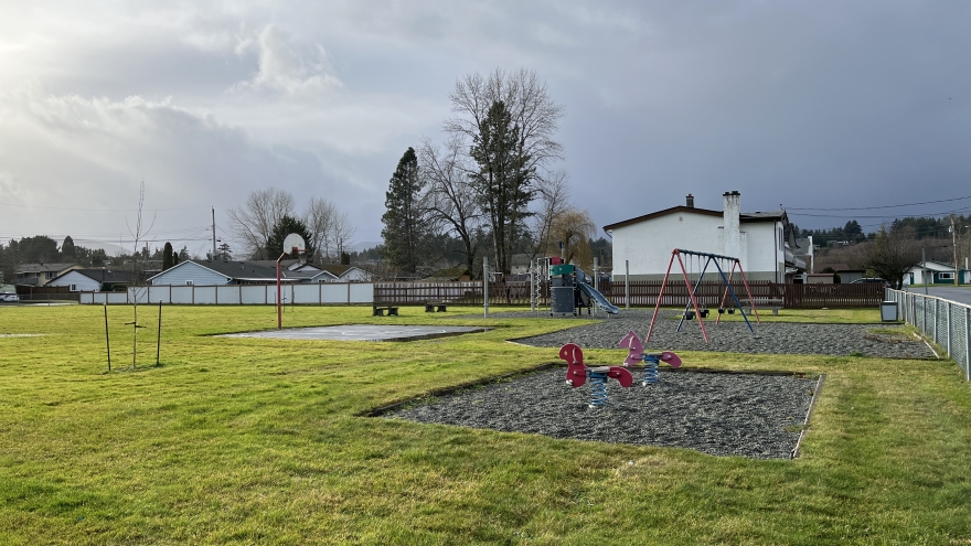 Hawkes Park playground and field view