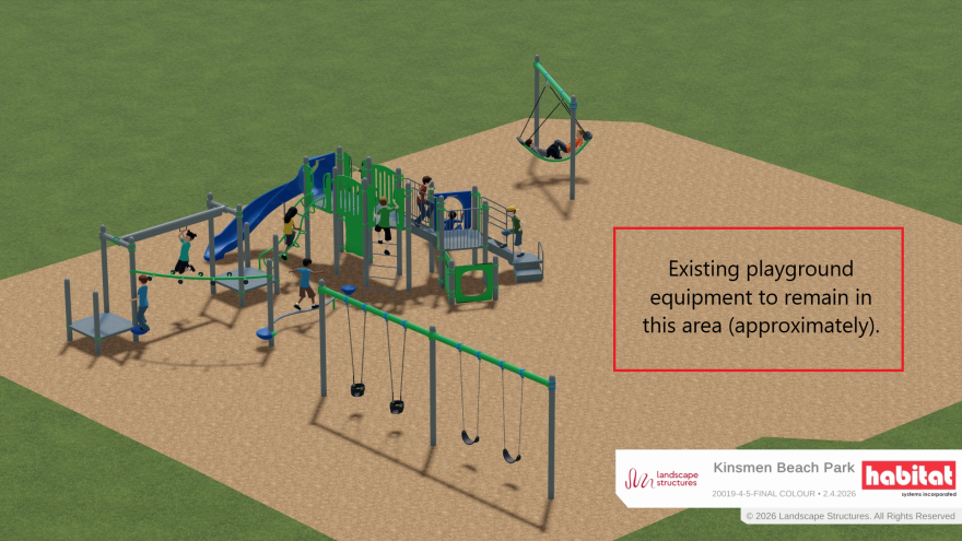 Artist rendering of new playground equipment for Kinsmen Beach Playground