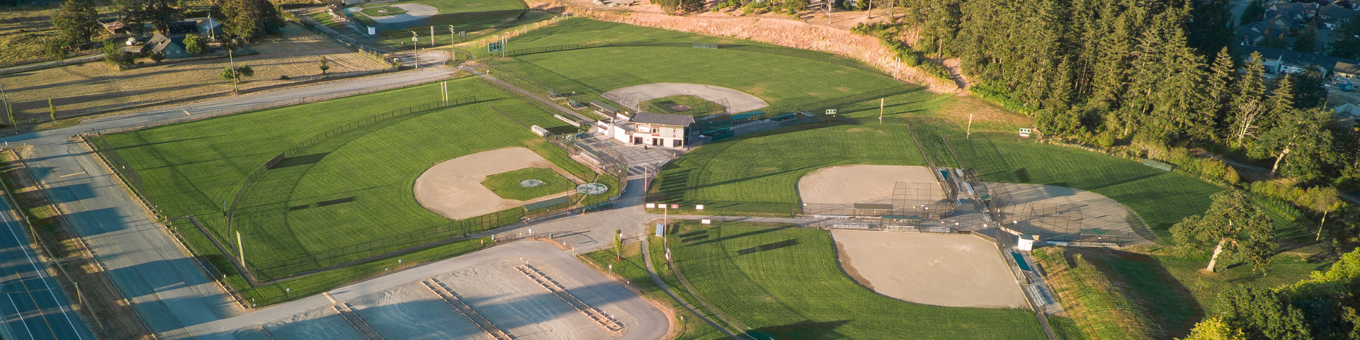 Aerial view of baseball fields