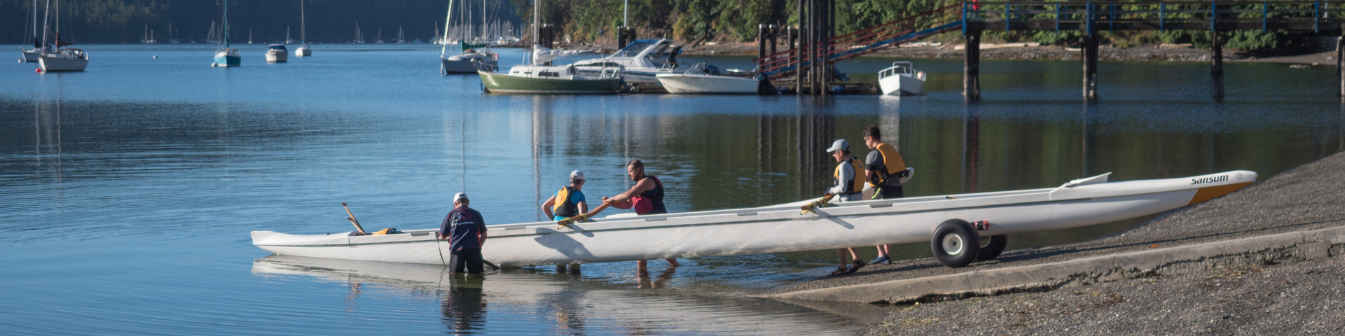 Boat launching into ocean