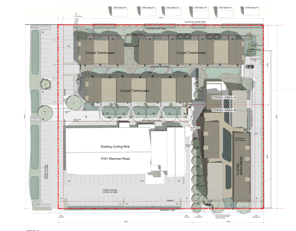 birds eye view of Sherman Rd housing project site layout