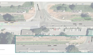 This image is showing the future design of the intersection of Canada Ave at Beverly Street