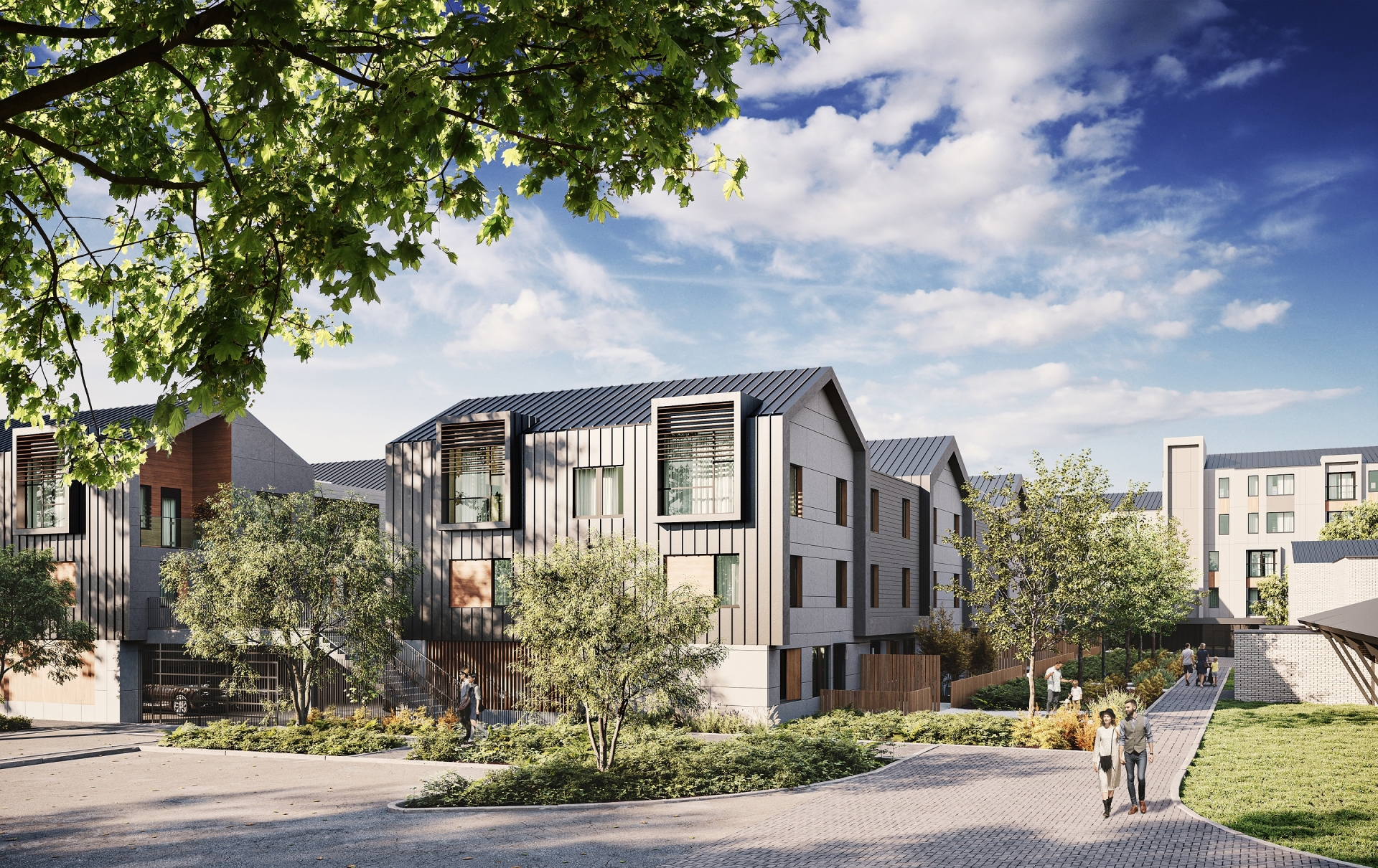 Rendering of sherman rd townhouse units