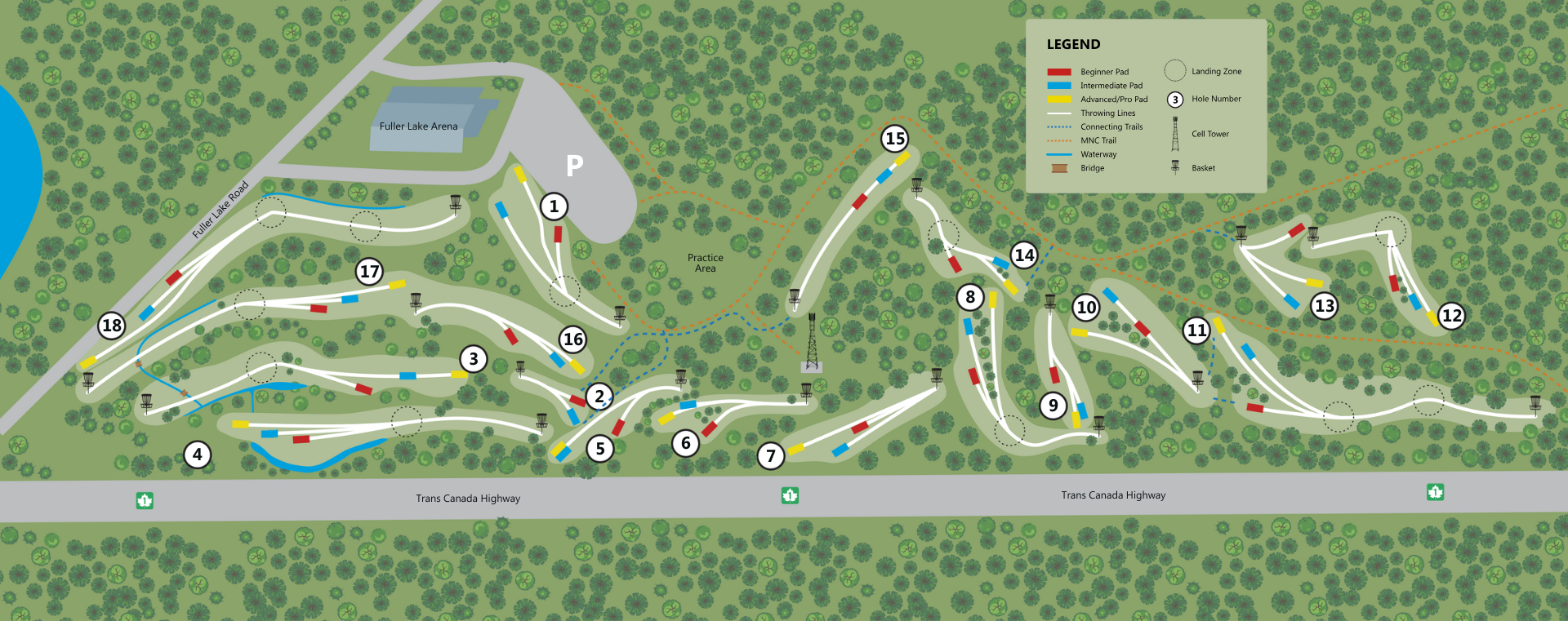 Fuller Lake Disc Golf Course Map